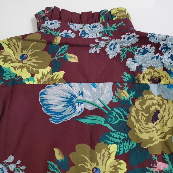 Tuckernuck Alice Midi Dress XL Merlot Oxblood Verdant Floral Print Cotton - Picture 12 of 15